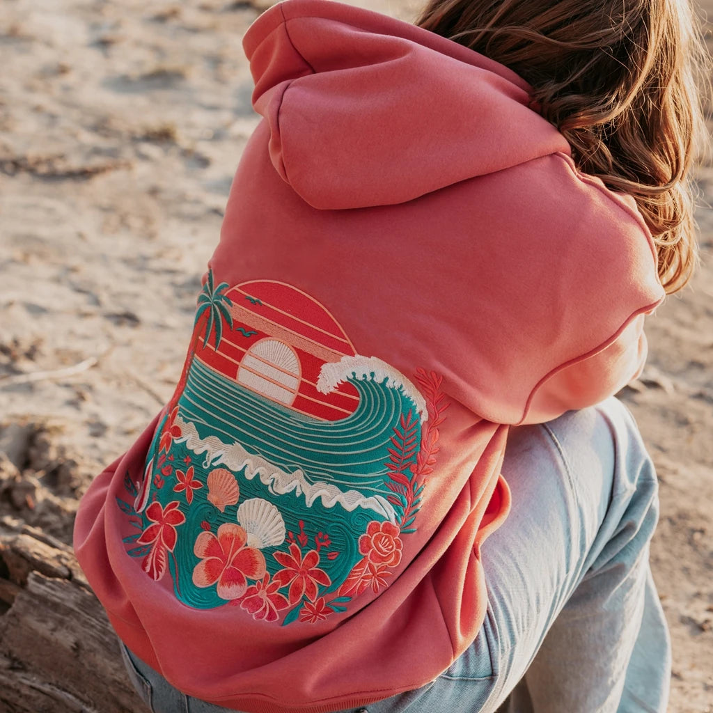 Sweatshirt com Capuz e Bordado Pôr do Sol