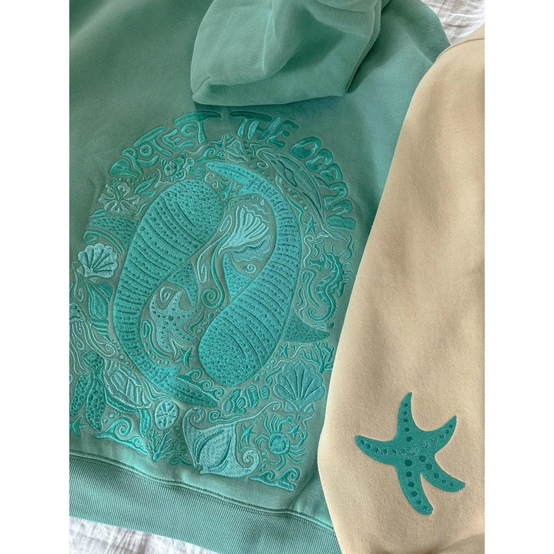 Hooded Sweatshirt with Coastal Embroidery