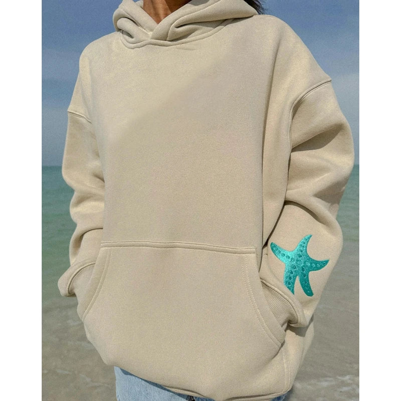 Hooded Sweatshirt with Coastal Embroidery
